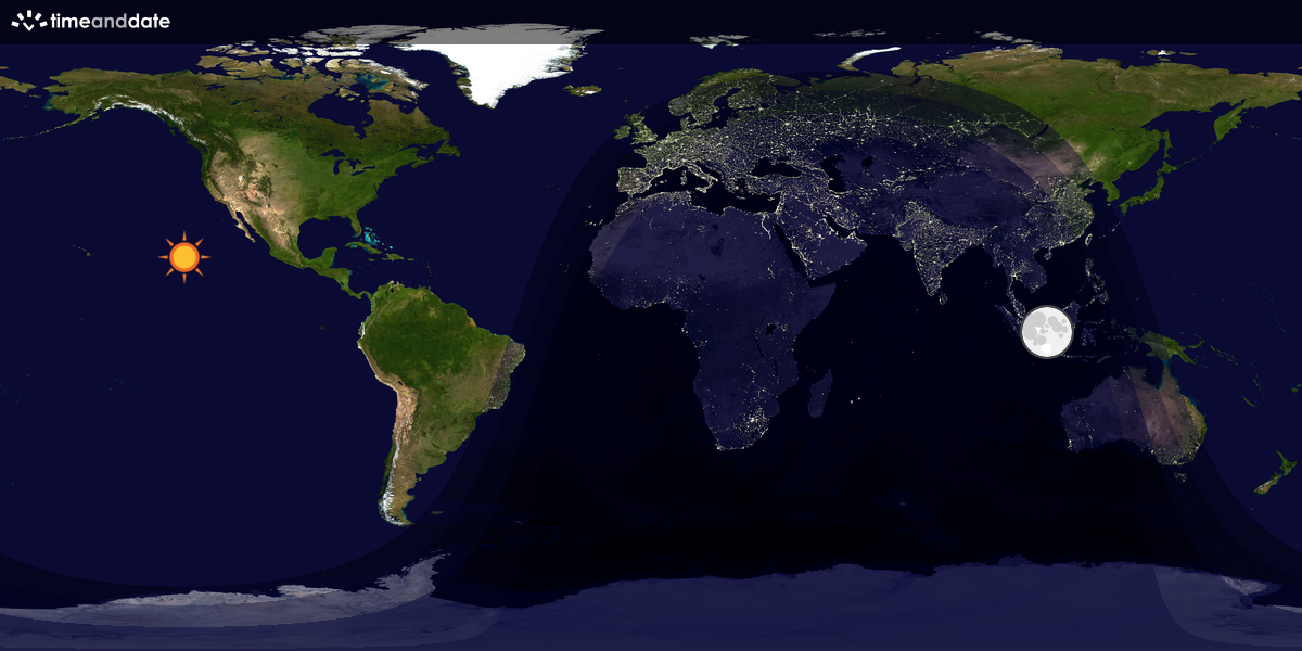 Verdenskart som viser dag og natt 