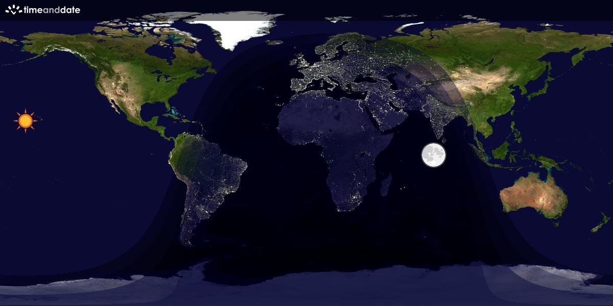 Verdenskart som viser dag og natt 