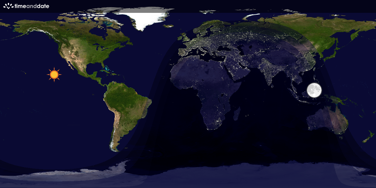 Verdenskart som viser dag og natt 