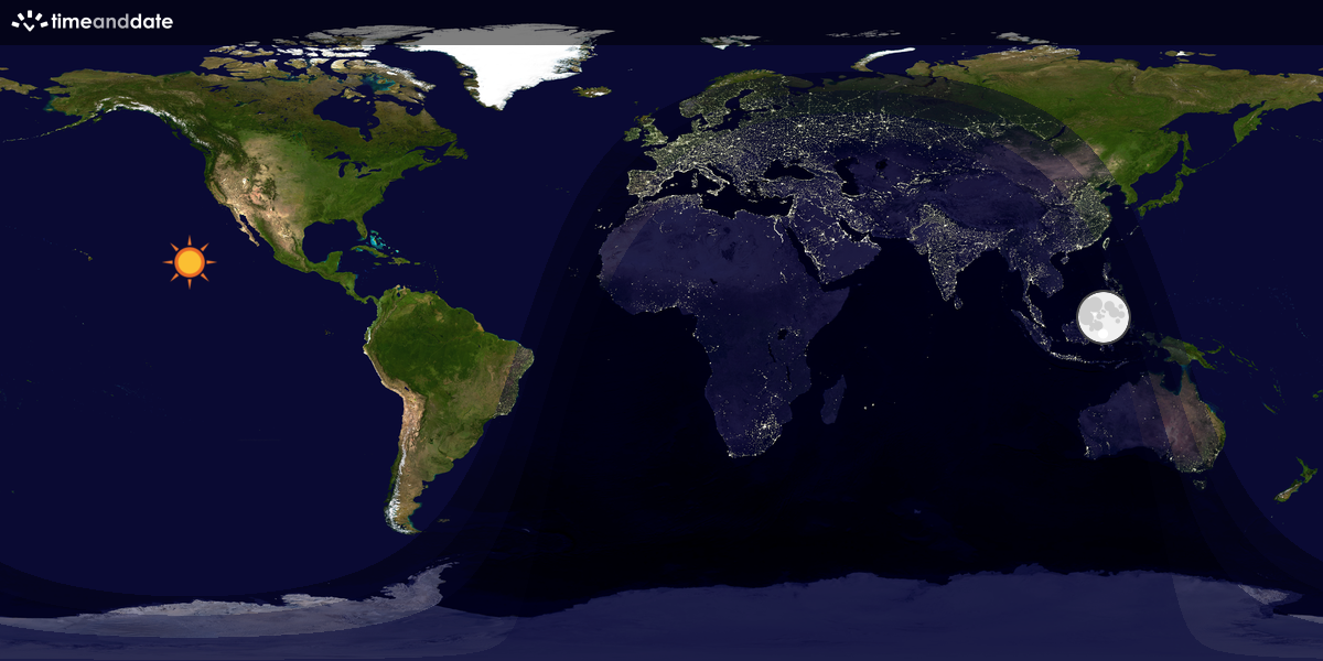 Verdenskart som viser dag og natt 
