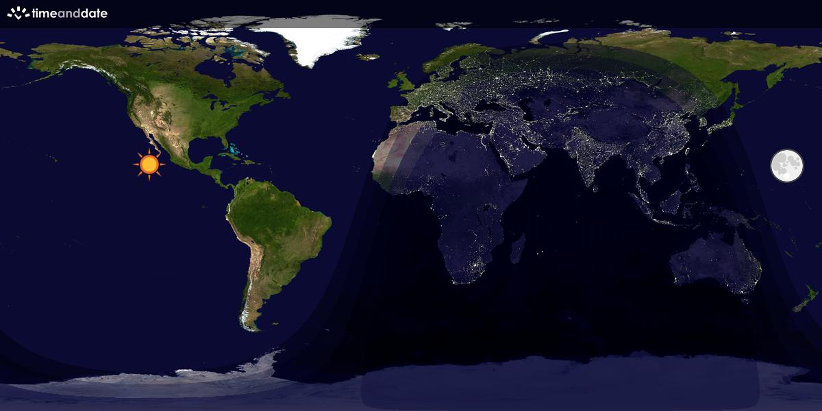 Verdenskart som viser dag og natt 