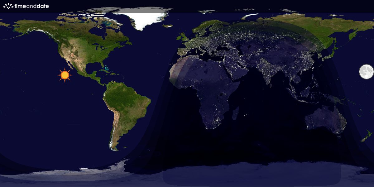 Verdenskart som viser dag og natt 