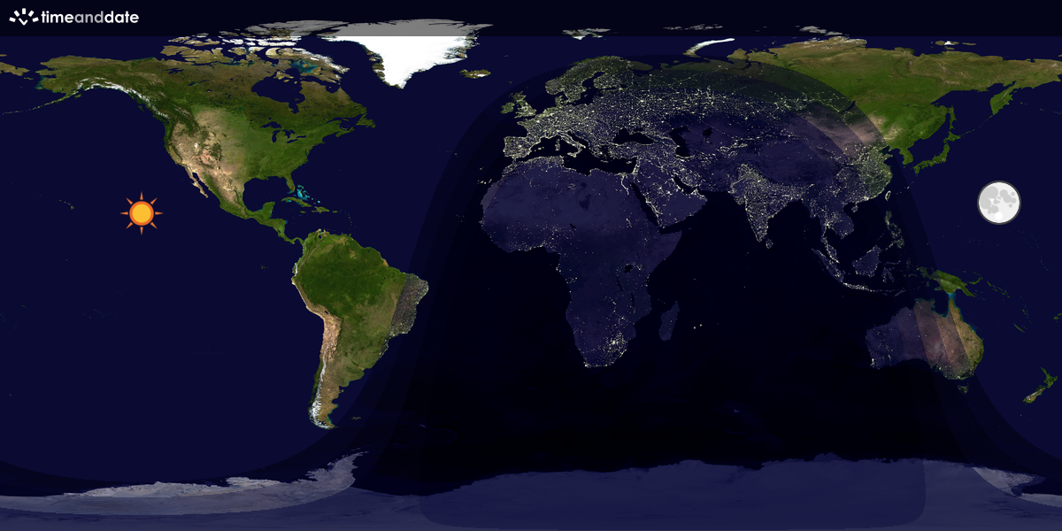 Verdenskart som viser dag og natt 