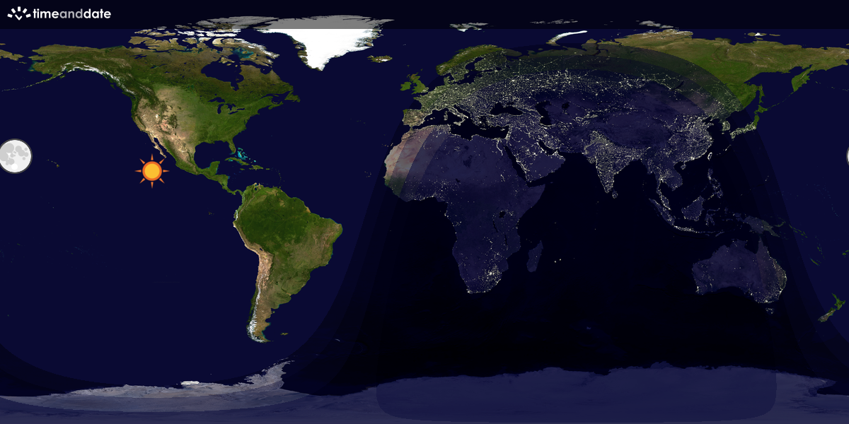 Verdenskart som viser dag og natt 