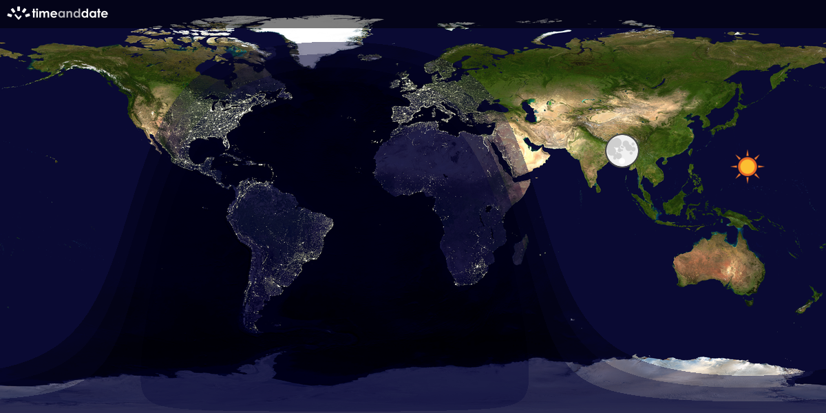 Verdenskart som viser dag og natt 