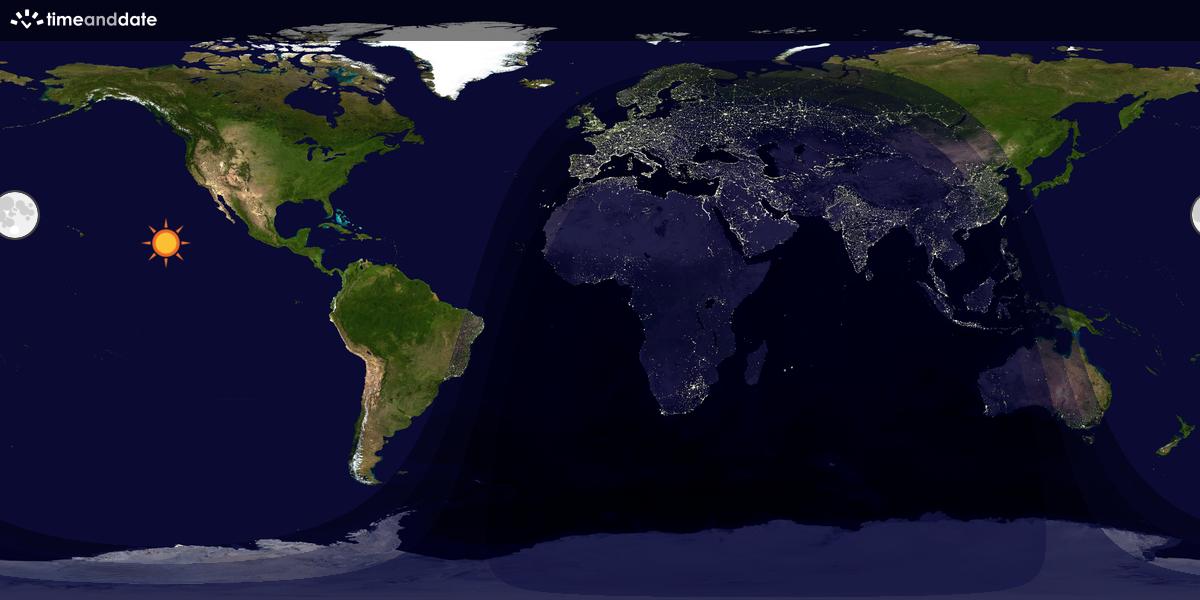 Verdenskart som viser dag og natt 