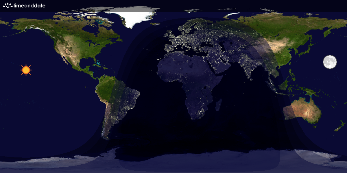 Verdenskart som viser dag og natt 