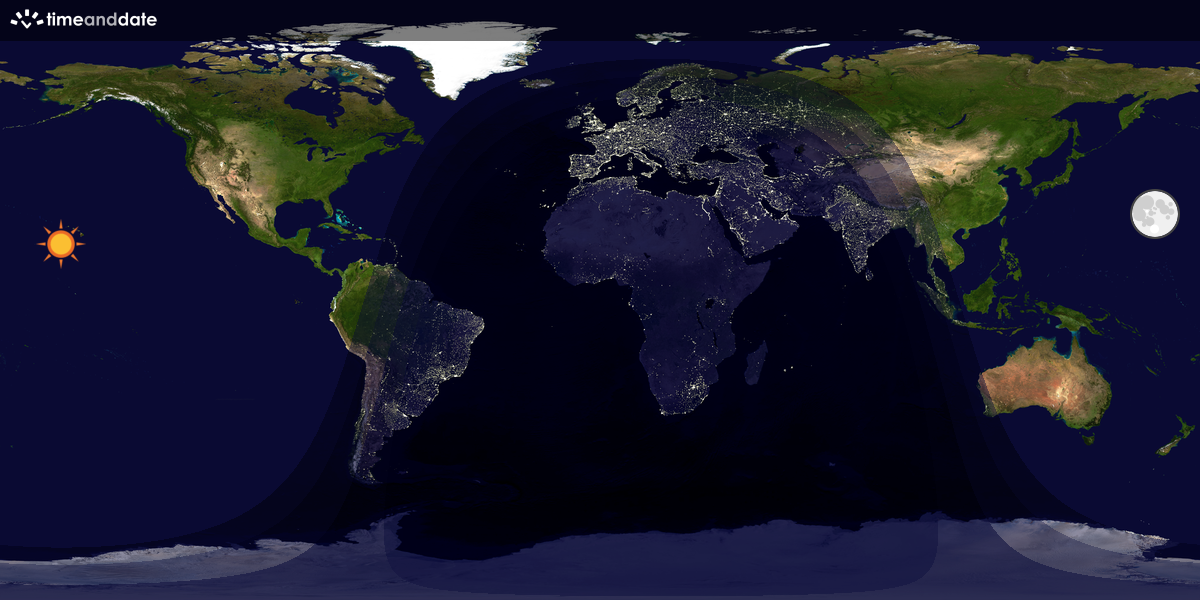 Verdenskart som viser dag og natt 