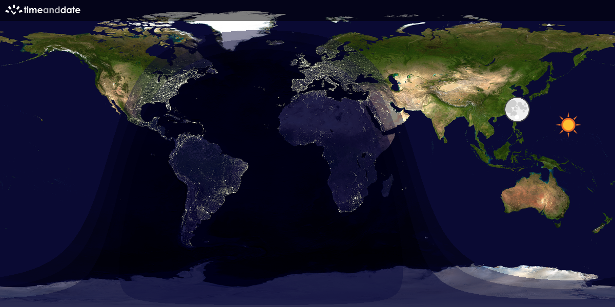 Verdenskart som viser dag og natt 