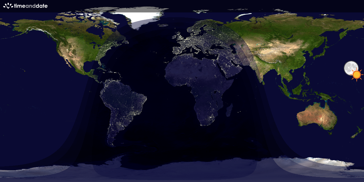Verdenskart som viser dag og natt 