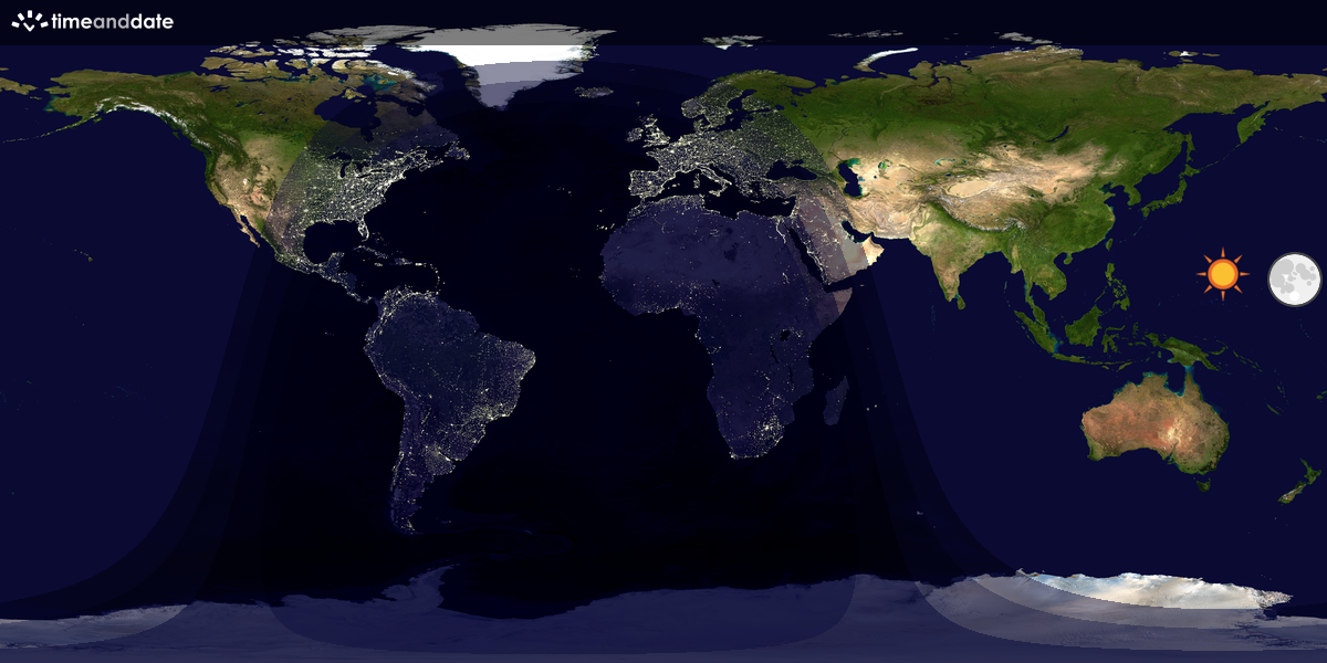 Verdenskart som viser dag og natt 
