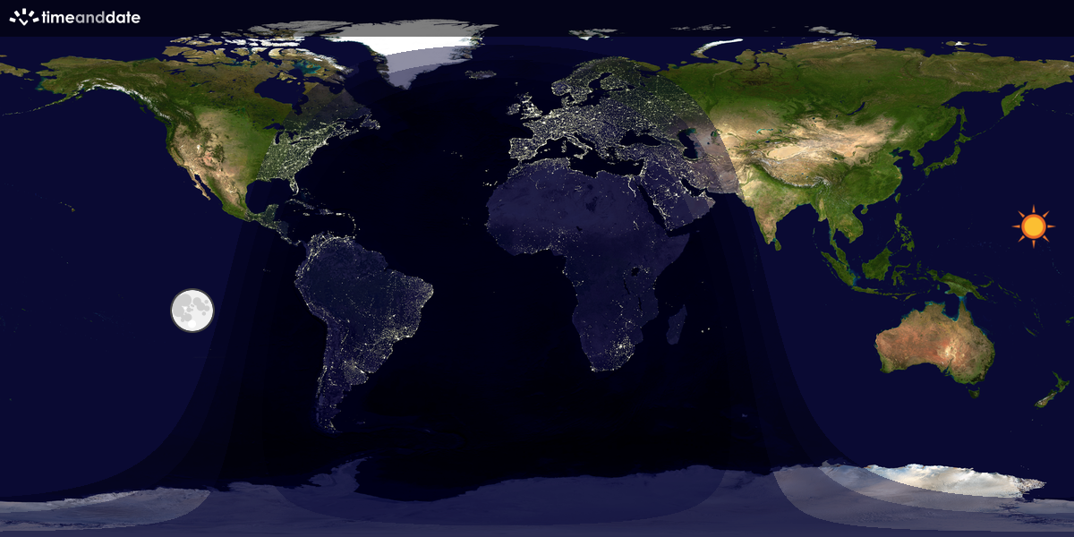 Verdenskart som viser dag og natt 