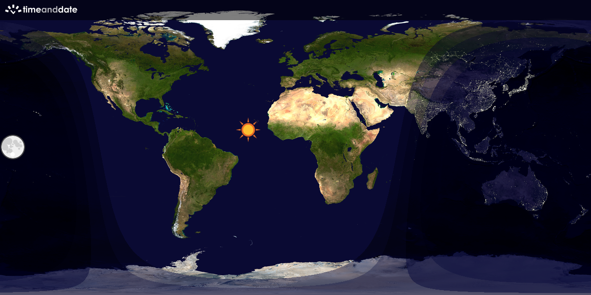 Verdenskart som viser dag og natt 