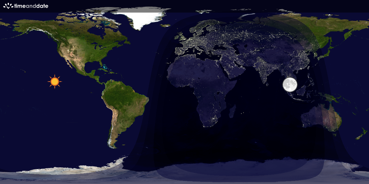 Verdenskart som viser dag og natt 