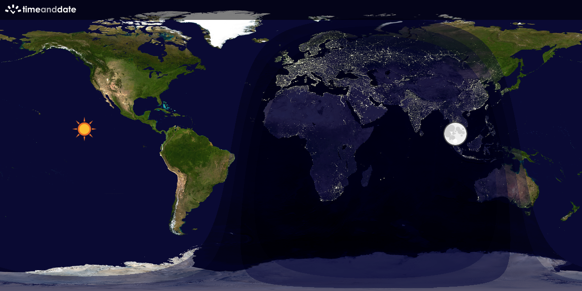 Verdenskart som viser dag og natt 