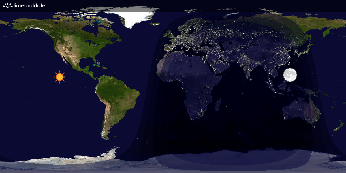 Verdenskart som viser dag og natt 