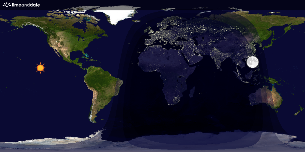 Verdenskart som viser dag og natt 