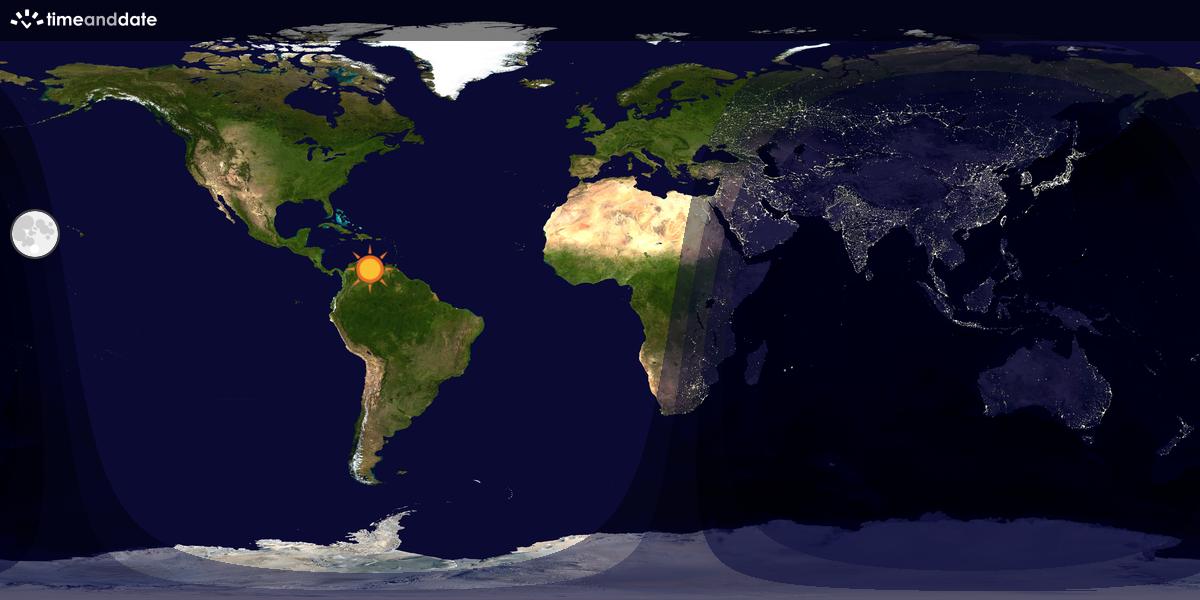Verdenskart som viser dag og natt 
