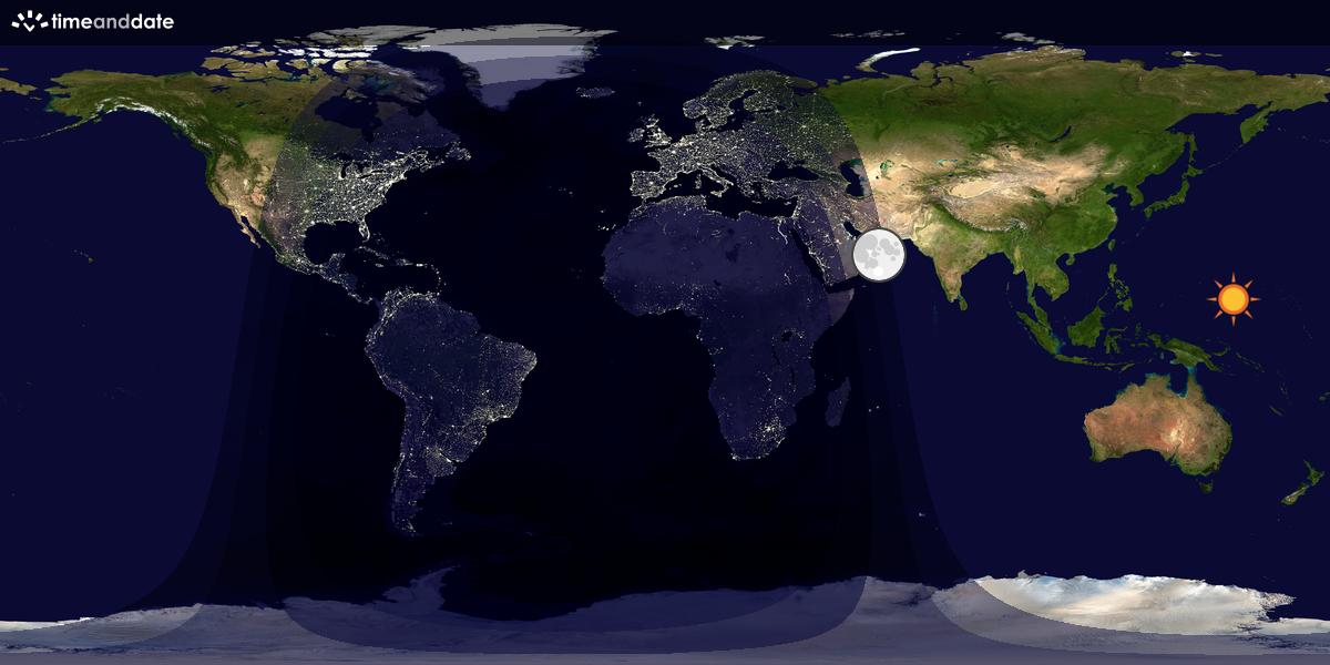 Verdenskart som viser dag og natt 