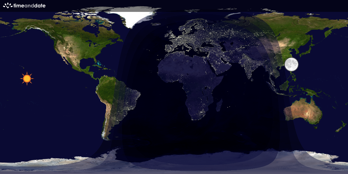 Verdenskart som viser dag og natt 