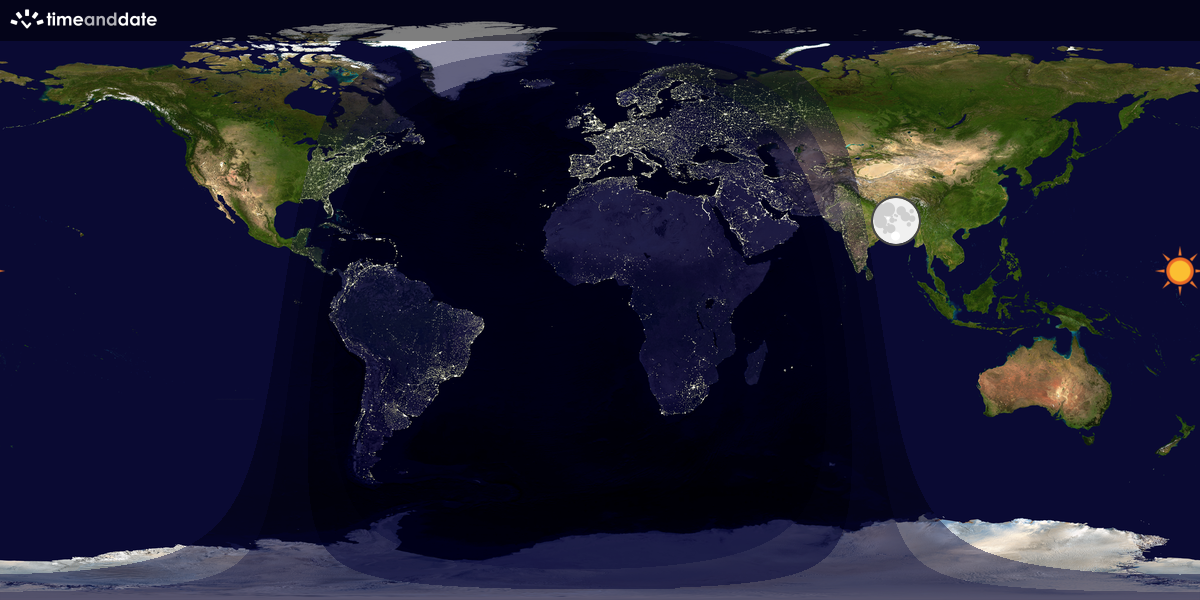Verdenskart som viser dag og natt 