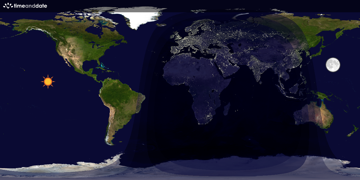 Verdenskart som viser dag og natt 
