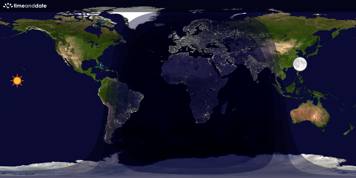 Verdenskart som viser dag og natt 