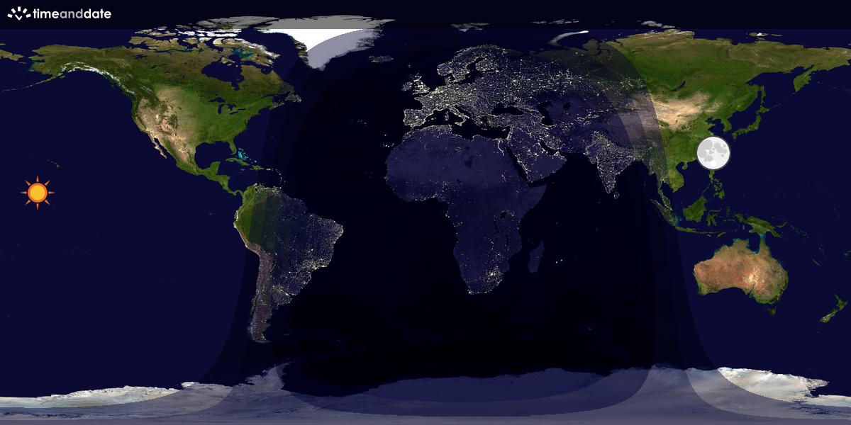 Verdenskart som viser dag og natt 