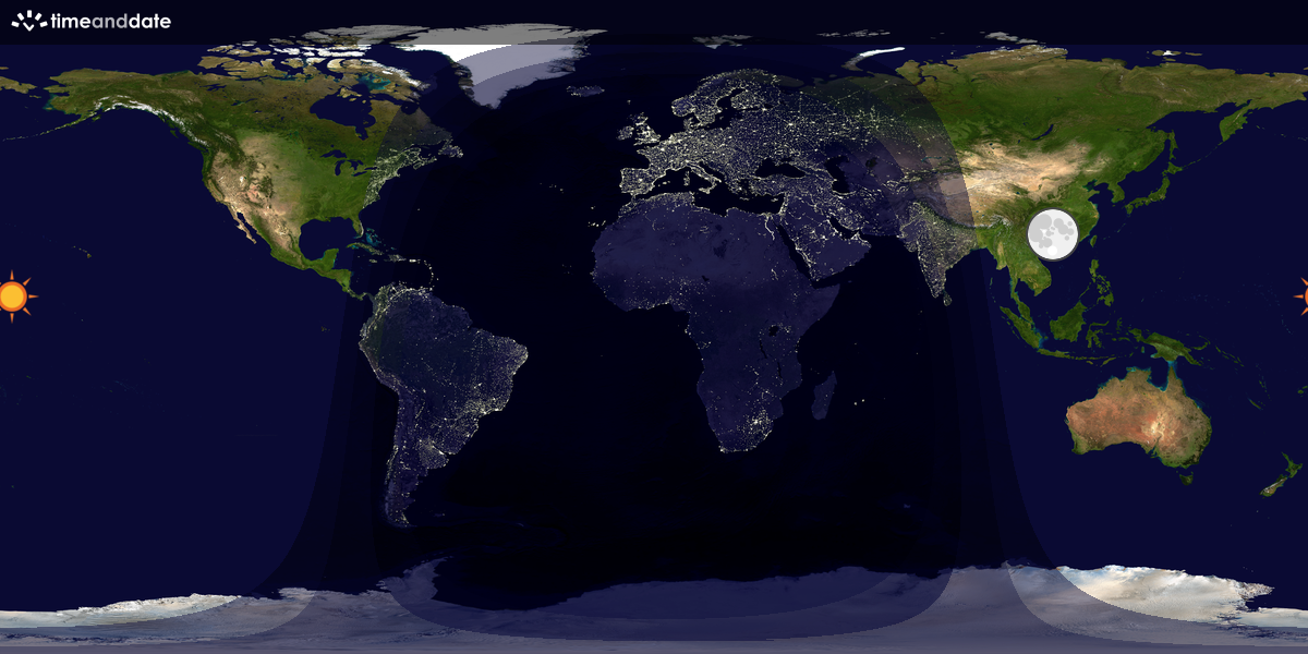 Verdenskart som viser dag og natt 