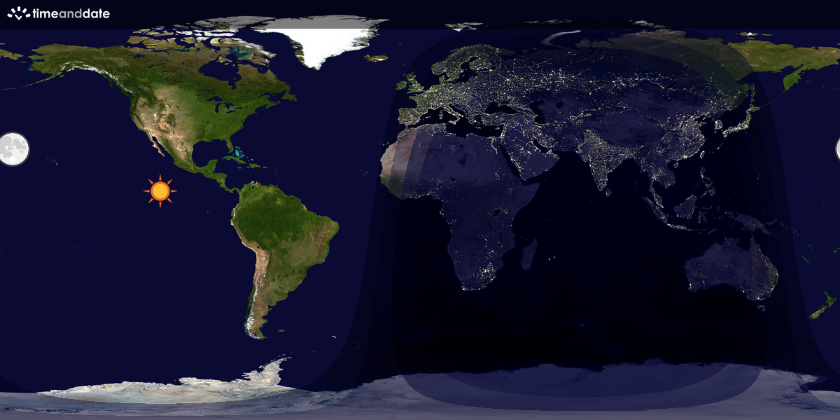 Verdenskart som viser dag og natt 