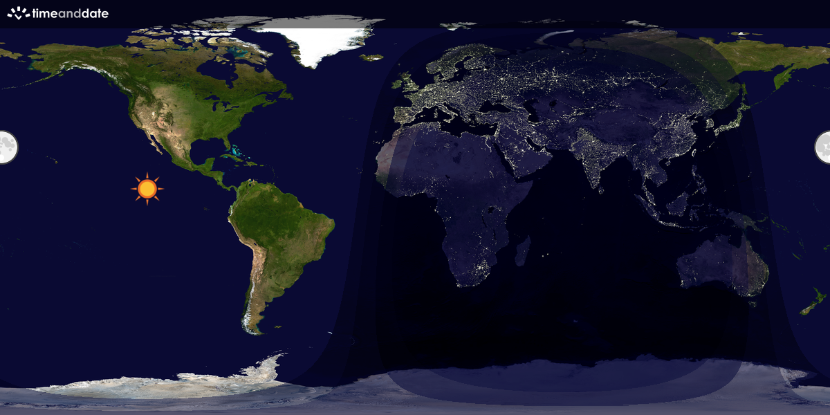 Verdenskart som viser dag og natt 