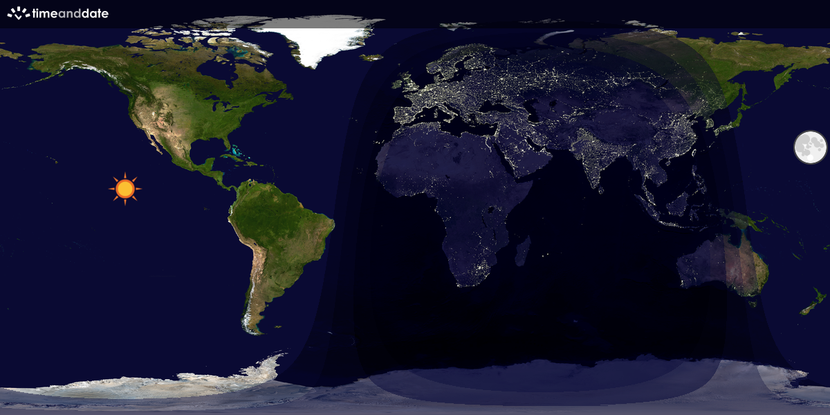 Verdenskart som viser dag og natt 