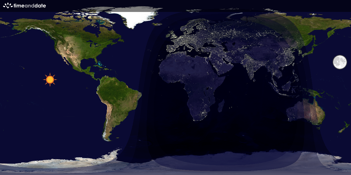Verdenskart som viser dag og natt 