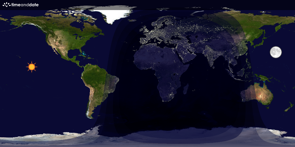 Verdenskart som viser dag og natt 
