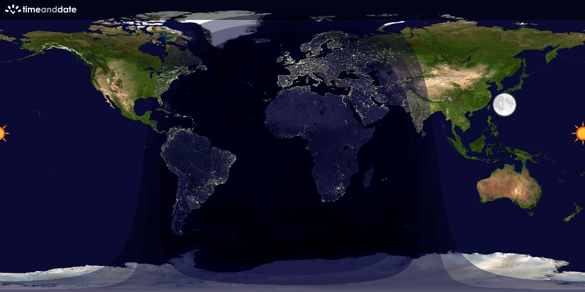 Verdenskart som viser dag og natt 