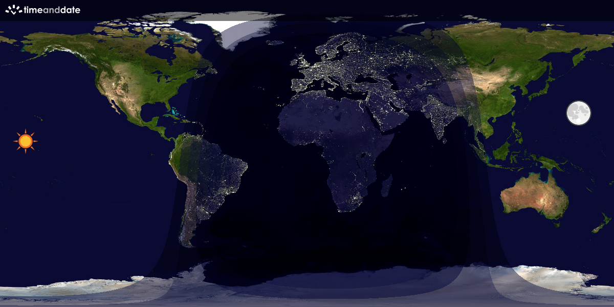 Verdenskart som viser dag og natt 