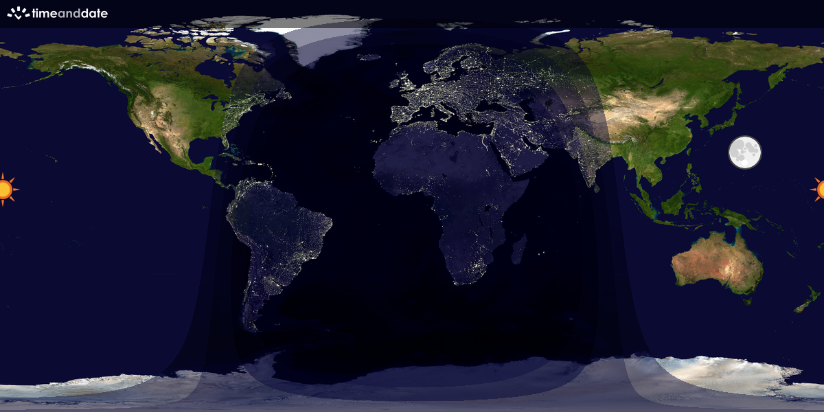 Verdenskart som viser dag og natt 