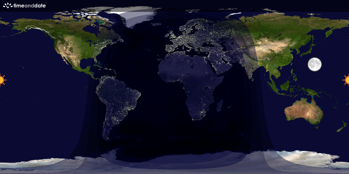 Verdenskart som viser dag og natt 
