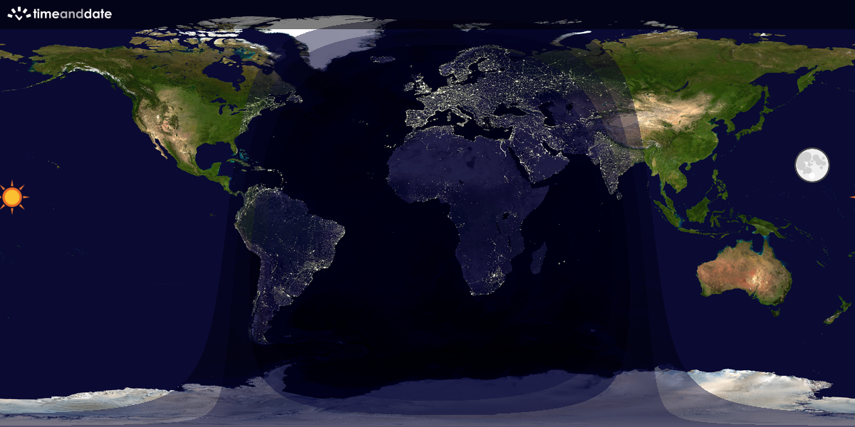 Verdenskart som viser dag og natt 