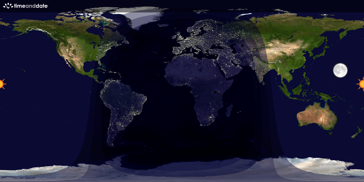 Verdenskart som viser dag og natt 