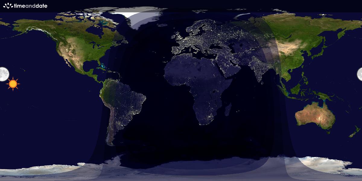 Verdenskart som viser dag og natt 