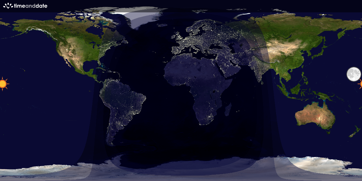 Verdenskart som viser dag og natt 