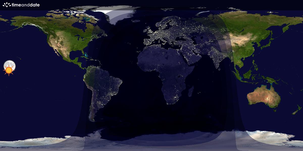 Verdenskart som viser dag og natt 