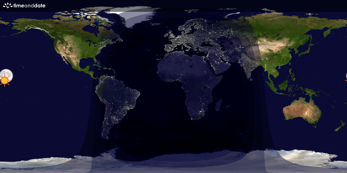 Verdenskart som viser dag og natt 
