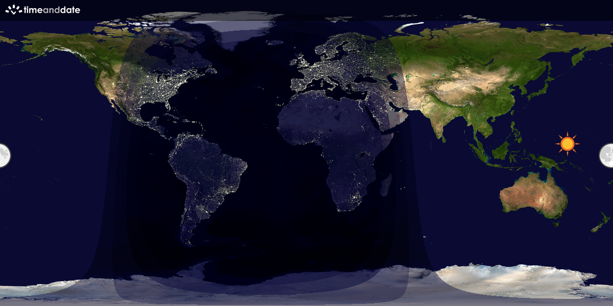 Verdenskart som viser dag og natt 
