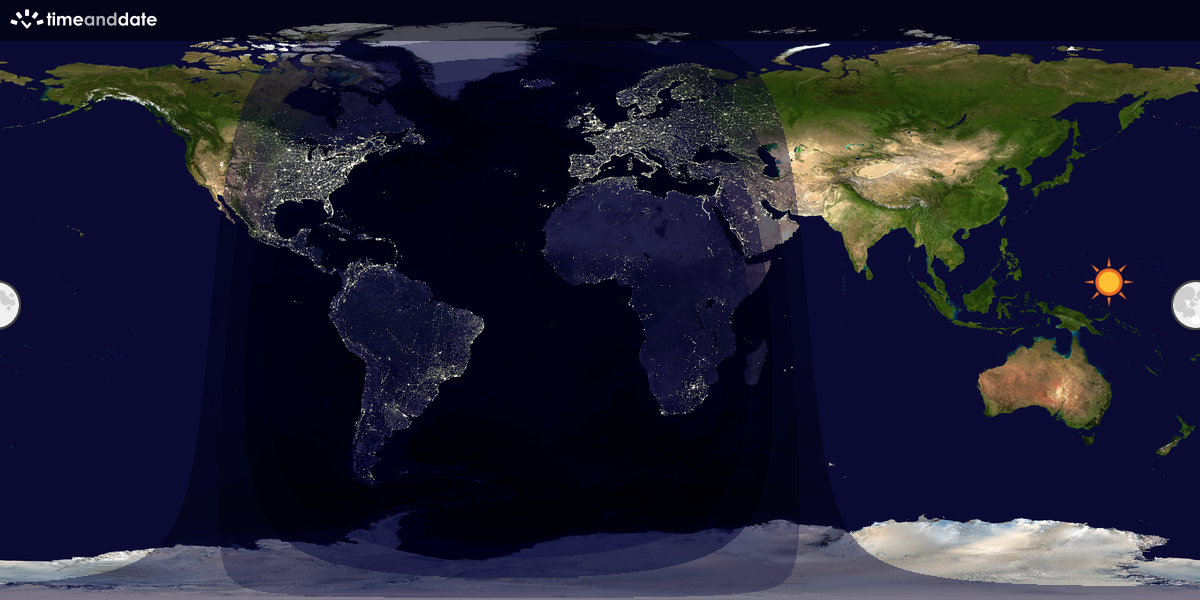Verdenskart som viser dag og natt 