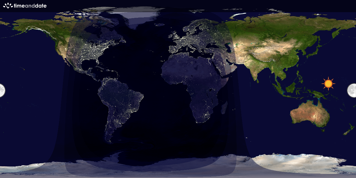 Verdenskart som viser dag og natt 