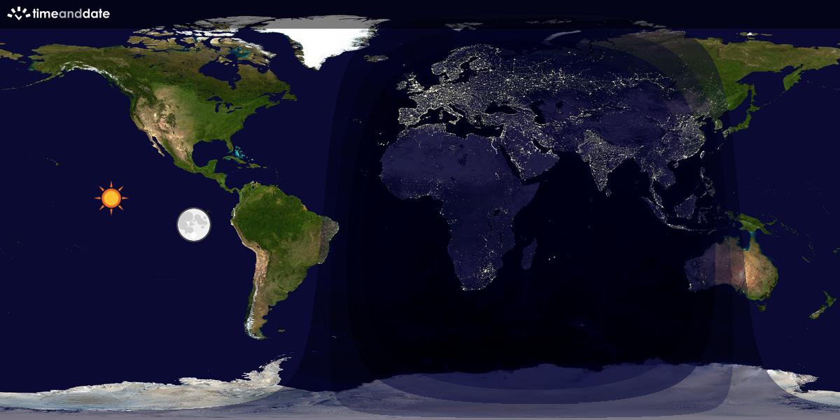 Verdenskart som viser dag og natt 