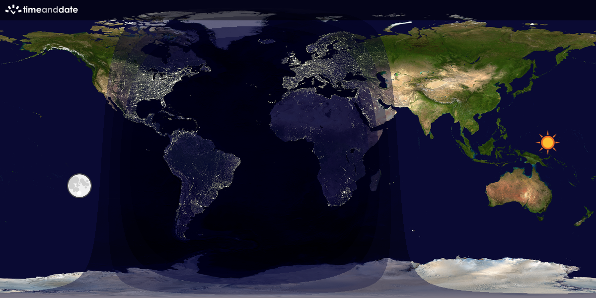 Verdenskart som viser dag og natt 