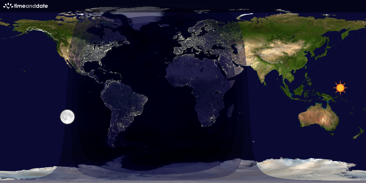 Verdenskart som viser dag og natt 